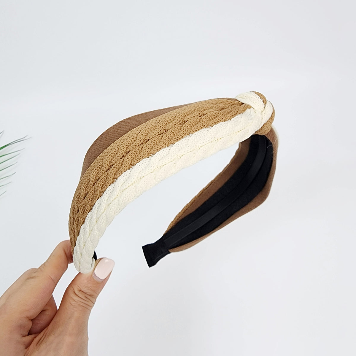 Cable Knit Twist Wide Headband 1.6 in wide – 2 Cocoa