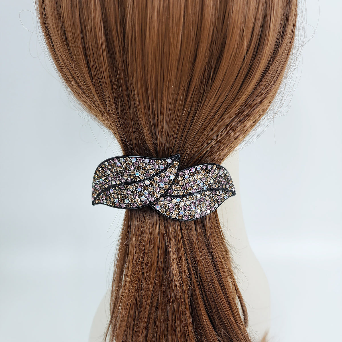 Flora Leaf Hair Barrette 4.2 in – Cubic, Curved Pin Bar, French Pin