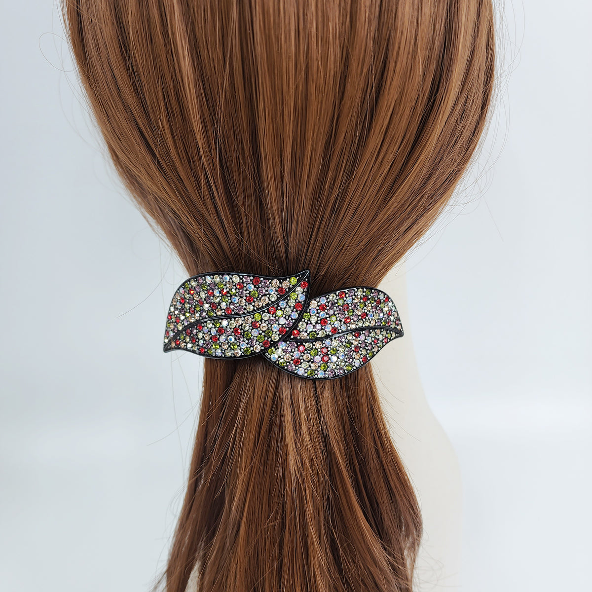 Flora Leaf Hair Barrette 4.2 in – Cubic, Curved Pin Bar, French Pin