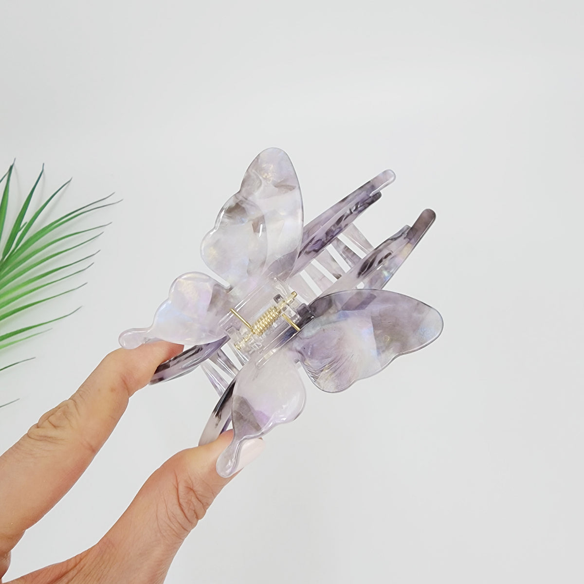 Butterfly & Bow Large Hair Claw Clip 4.6 in – Aurora Violet, French-style