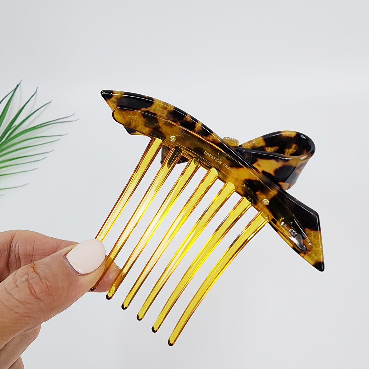 Wind Bow Cubic Long Hair Comb Pin 4.6 in – Tortoise Shell, French Pin