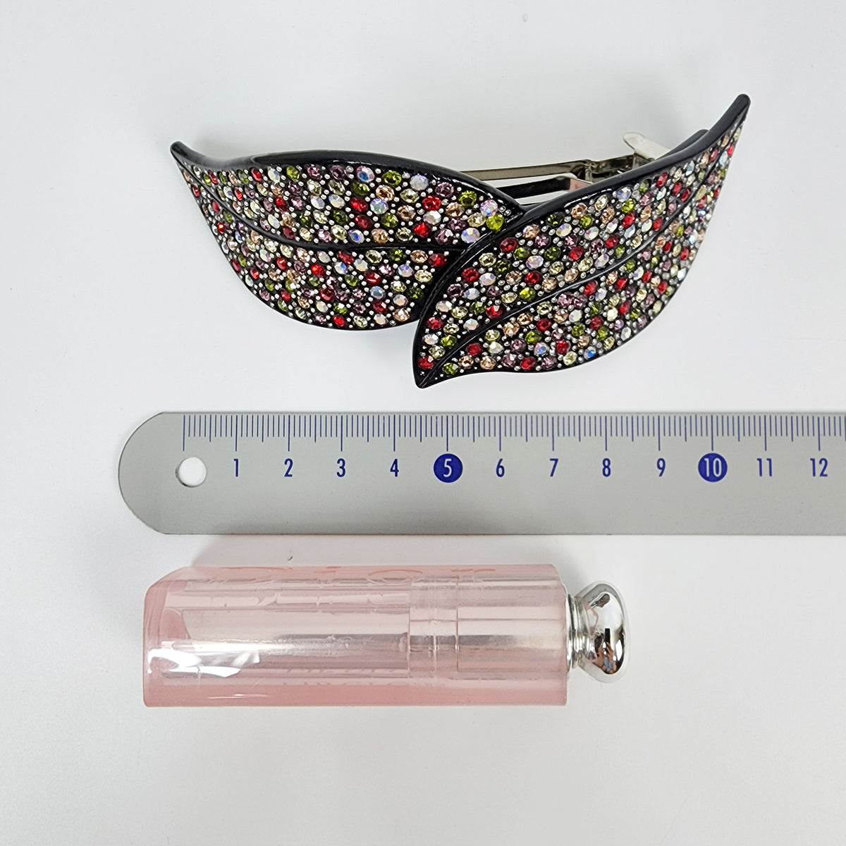 Flora Leaf Hair Barrette 4.2 in – Cubic, Curved Pin Bar, French Pin