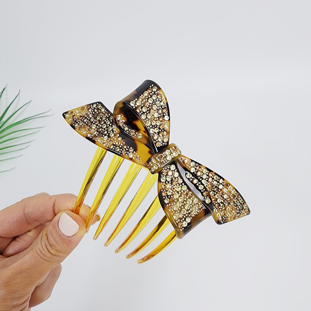 Wind Bow Cubic Long Hair Comb Pin 4.6 in – Tortoise Shell, French Pin