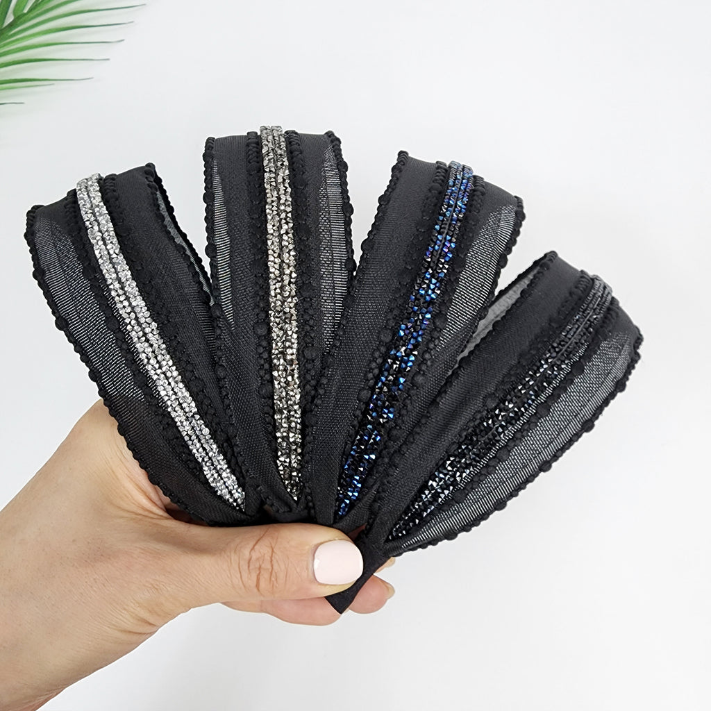 Crystal Line Mesh Wide Headband 1.8 in wide – Aurora, French-style
