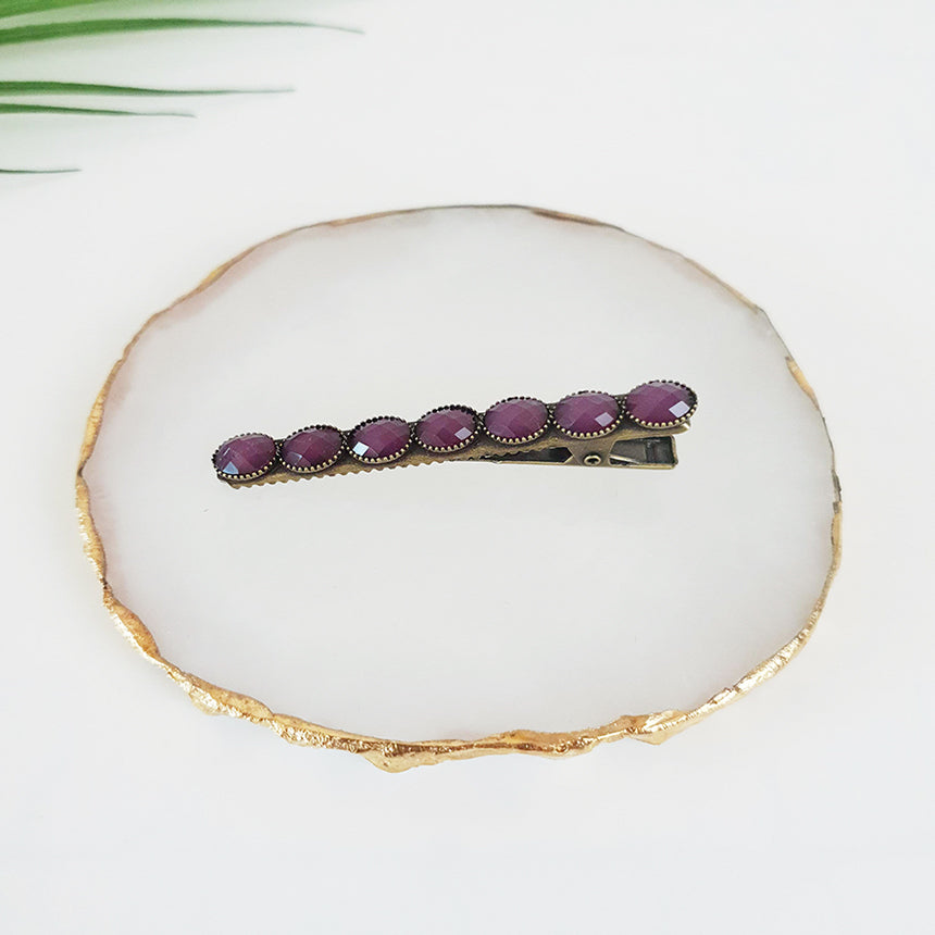 Bead Mini Alligator Hair Clip 2.4 in – 8 Purple