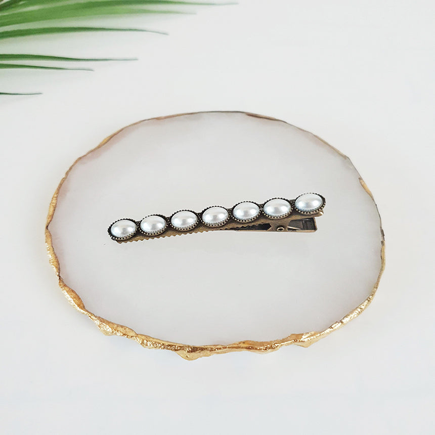 Bead Mini Alligator Hair Clip 2.4 in – 10 Pearl