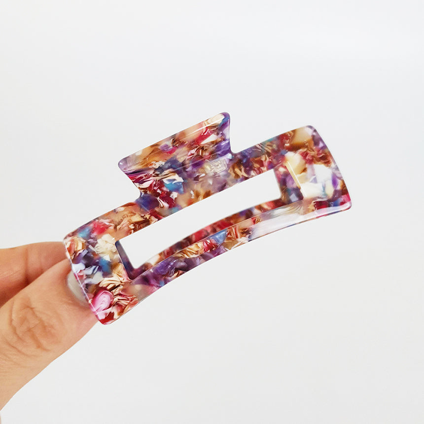 Long Square Medium Hair Claw Clip – 20 Art Deep Pink
