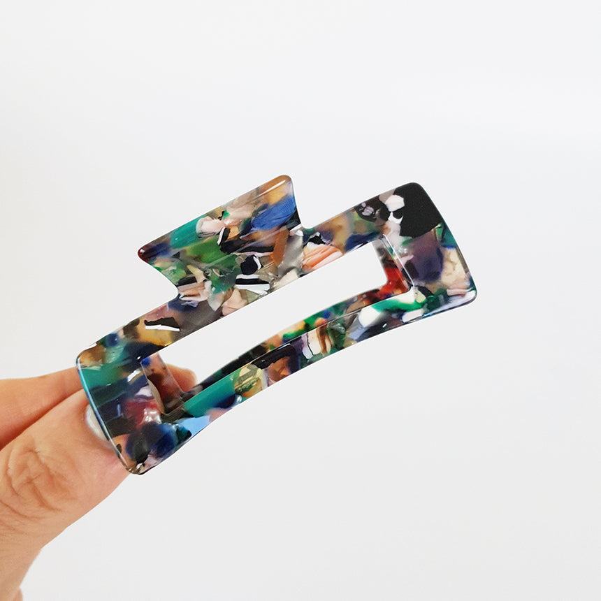 Long Square Medium Hair Claw Clip – 19 Art Dark Green