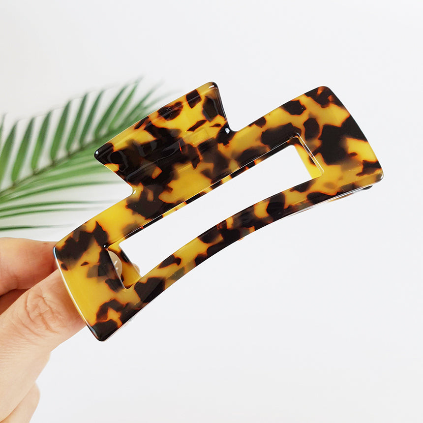 Square Hair Claw Clip 3.9 in – Long Square Big / 1 Leopard Brown