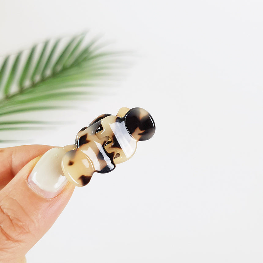 Square Hair Claw Clip 3.9 in – Mini Pair (Set of 2) / 2 Leopard Beige
