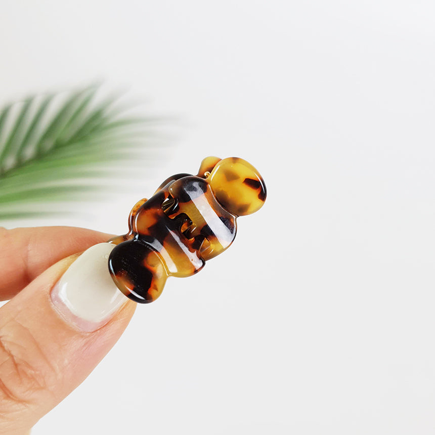 Square Hair Claw Clip 3.9 in – Mini Pair (Set of 2) / 1 Leopard Brown