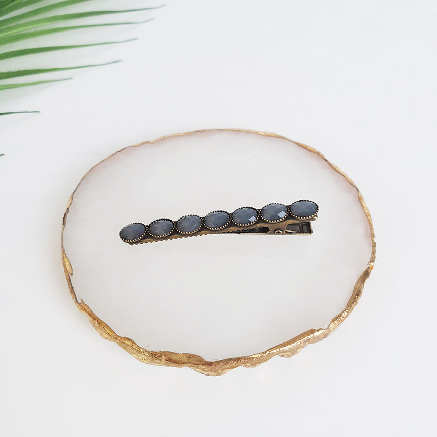 Bead Mini Alligator Hair Clip 2.4 in – 3 Coral Blue