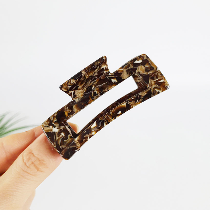 Long Square Medium Hair Claw Clip – 29 Marble Chocolate