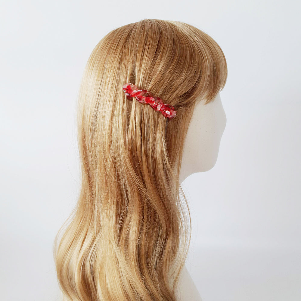 Twist Mini Hair Barrette 2.8 in – Marble, Aurora, French Pin, for Bangs