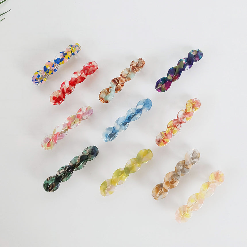 Twist Mini Hair Barrette 2.8 in – Marble, Aurora, French Pin, for Bangs