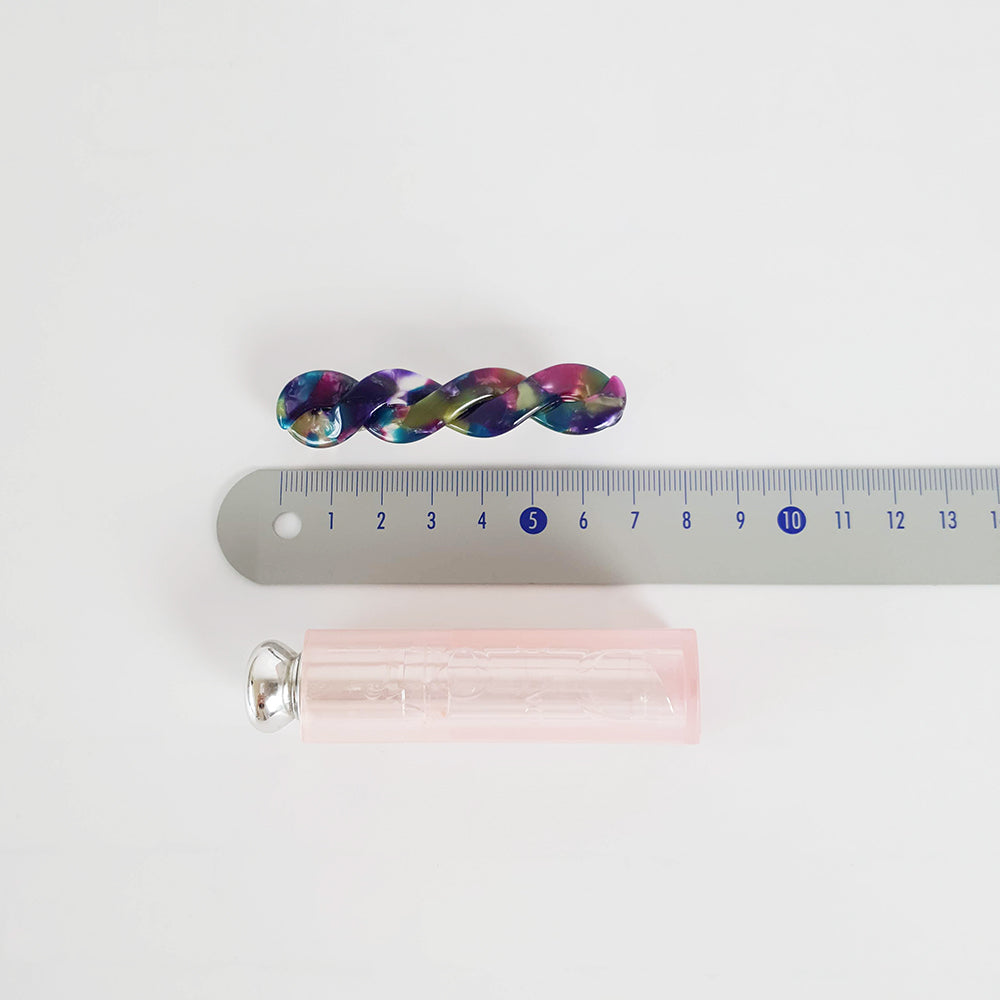 Twist Mini Hair Barrette 2.8 in – Marble, Aurora, French Pin, for Bangs