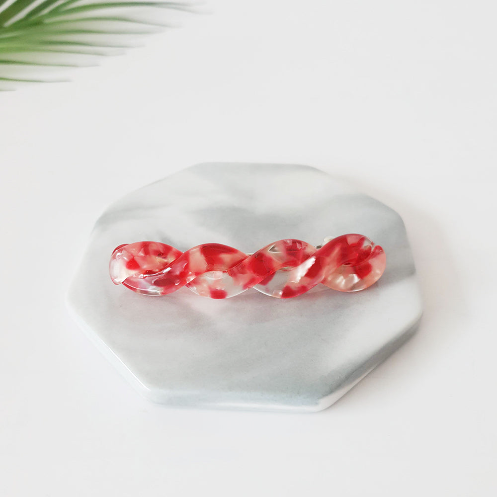 Twist Mini Hair Barrette 2.8 in – 1 Pure Red