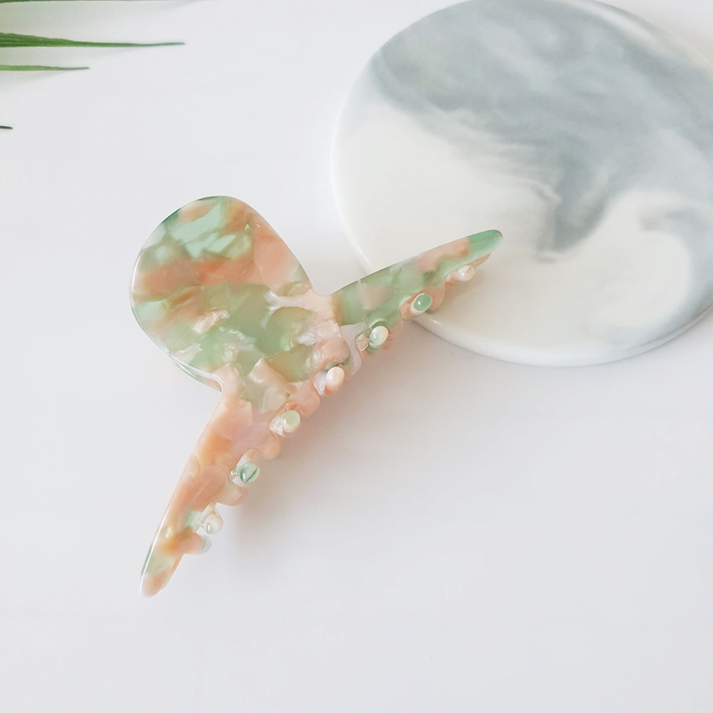 Elle Ribbon Medium Hair Claw Clip – 6 Olive Peach