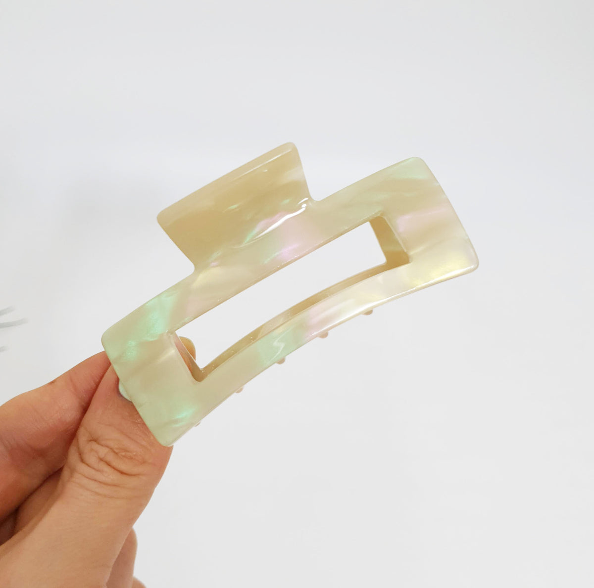 Long Square Medium Hair Claw Clip – 31 Aurora Beige Pink