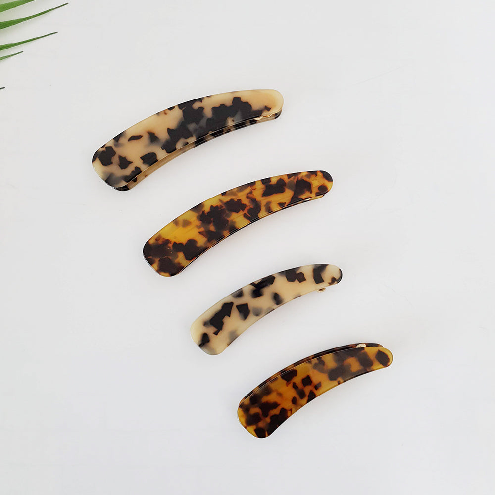 Round Large Banana Clip 4.7 in – Tortoise Shell Marble, French-style