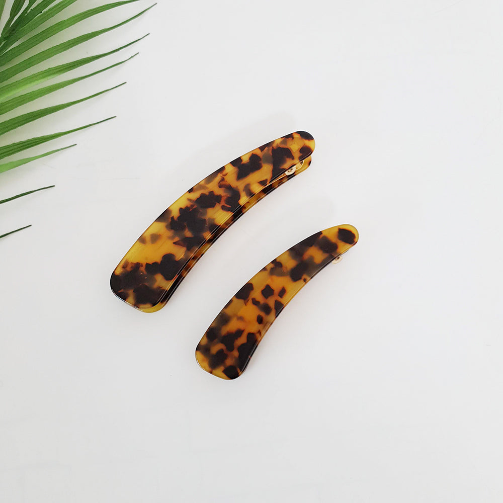 Round Large Banana Clip – 2 Leopard Brown