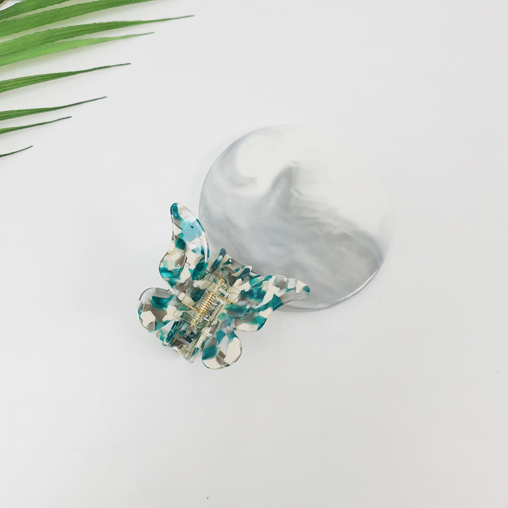 Butterfly Small Hair Claw Clip 2.6 in – 8 Green White