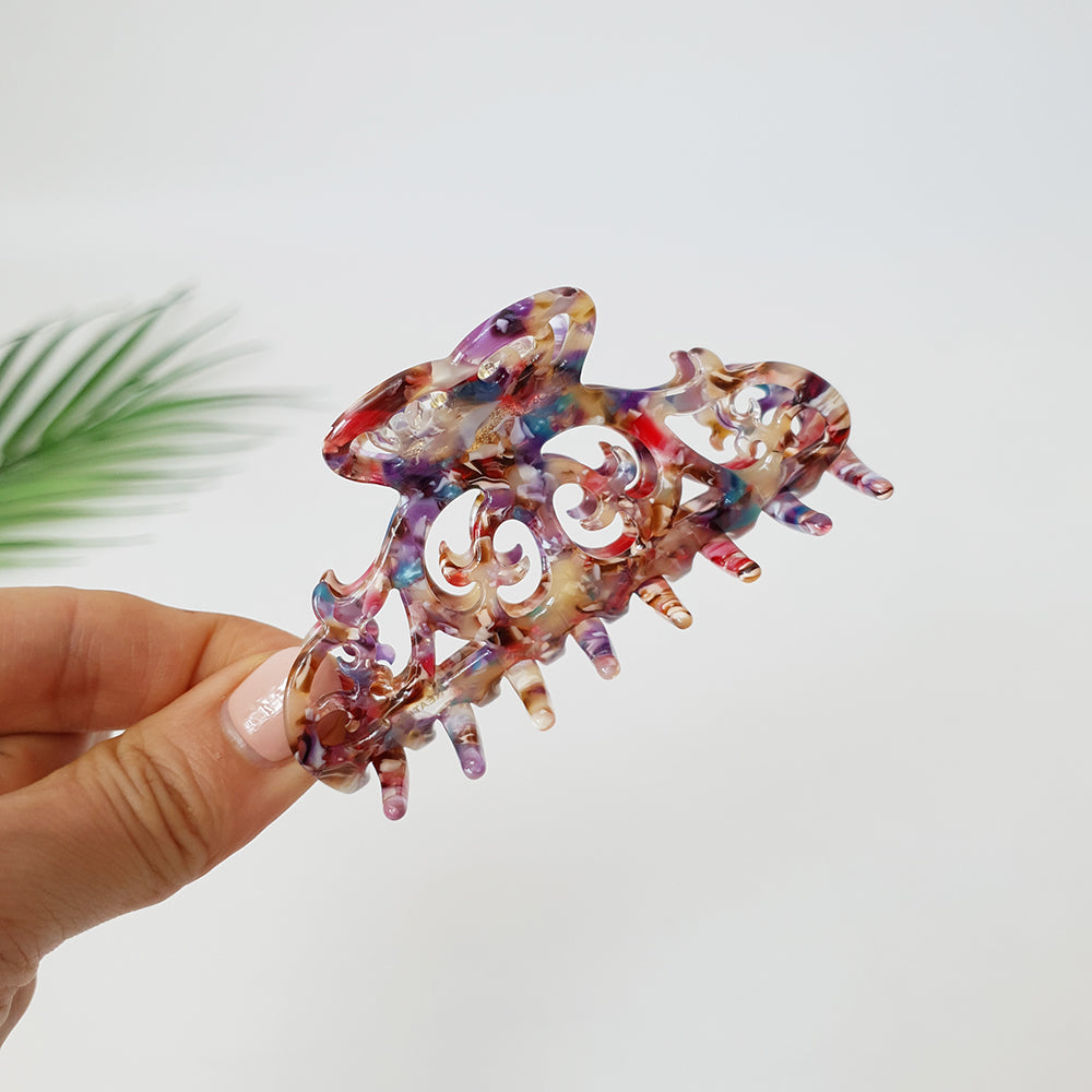 Scroll Medium Hair Claw Clip – 10 Art Deep Pink