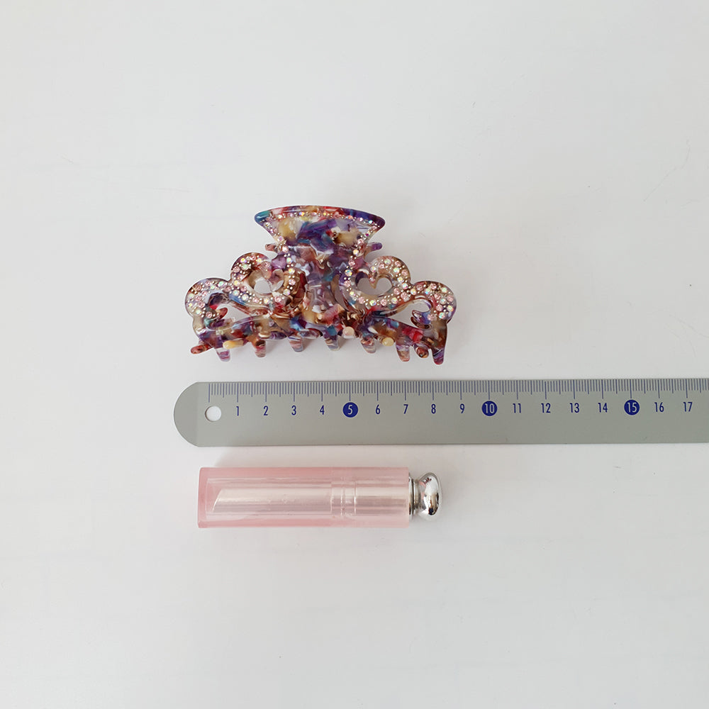 Royal Cubic Small Hair Claw Clip 3.1 in – Tortoise Marble, French-style