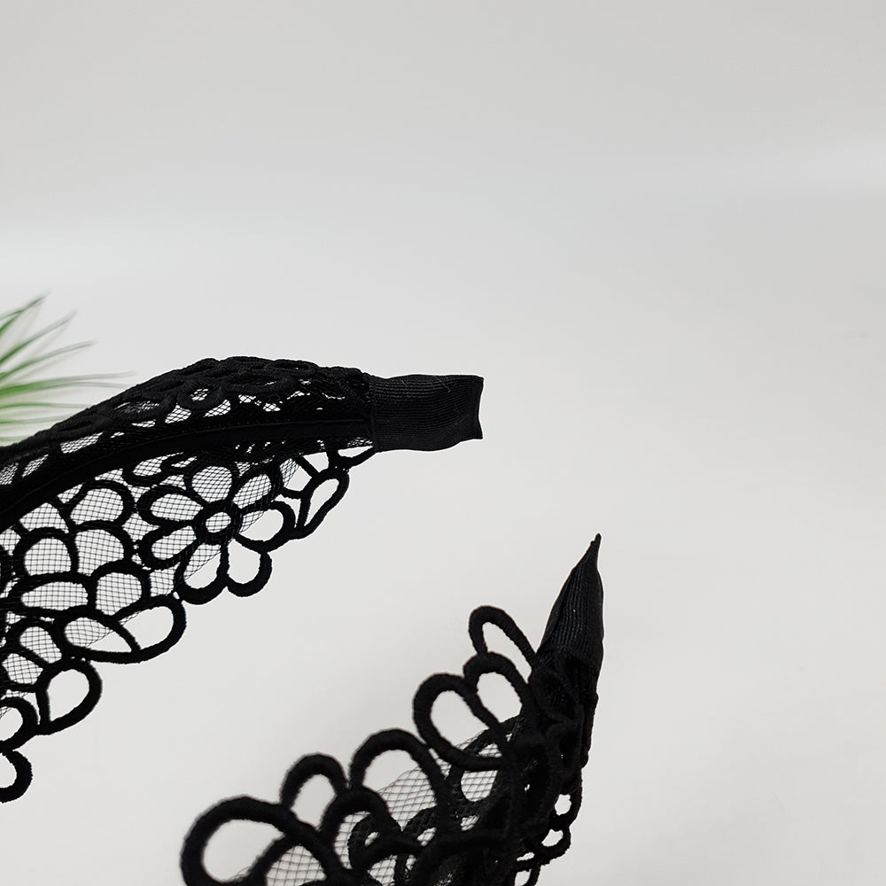 Garden Lace Wide Headband 3.9 in wide – Embroidered Lace, French-style