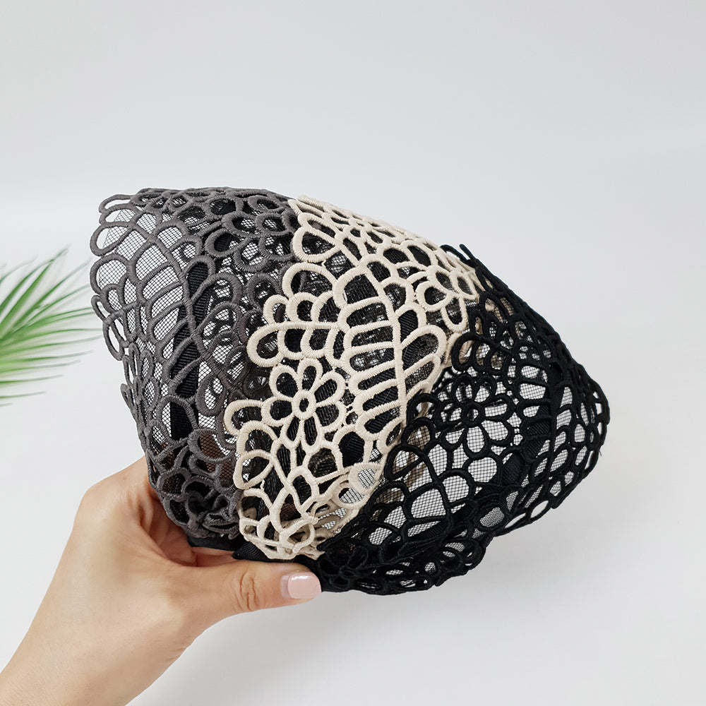 Garden Lace Wide Headband 3.9 in wide – Embroidered Lace, French-style