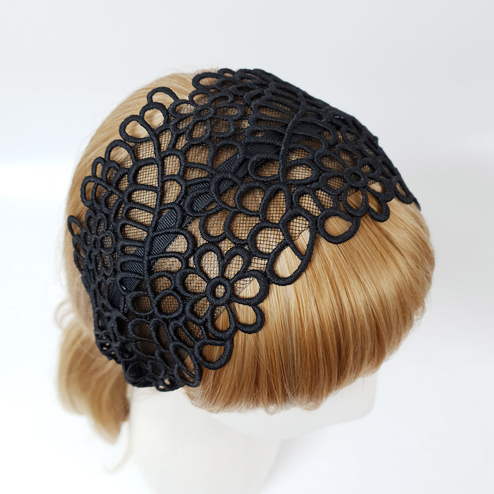 Garden Lace Wide Headband 3.9 in wide – Embroidered Lace, French-style