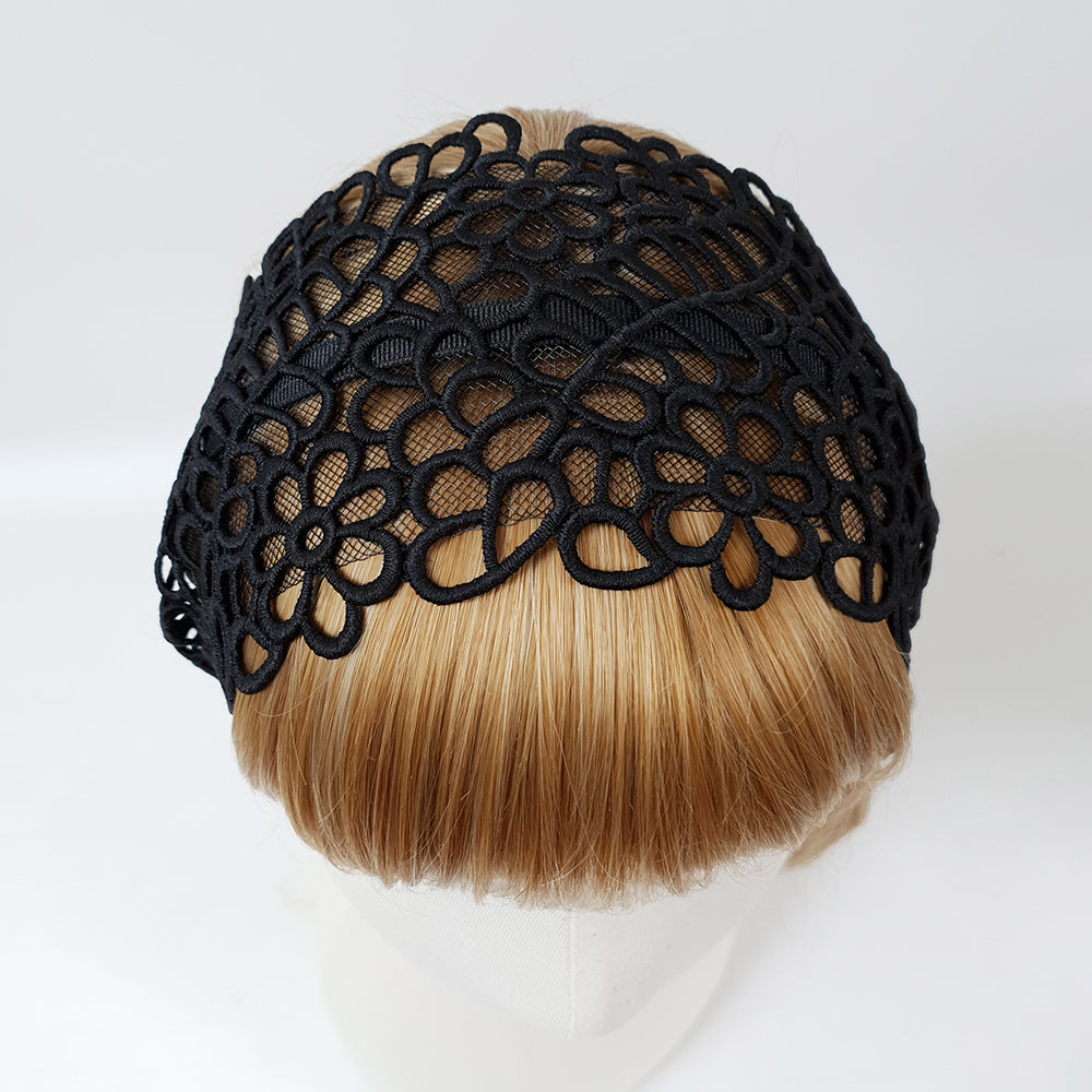 Garden Lace Wide Headband 3.9 in wide – Embroidered Lace, French-style