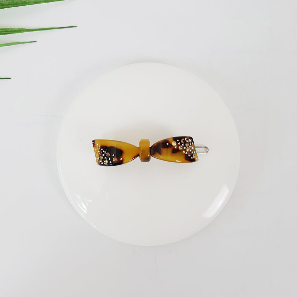 Ribbon Mini Bobby Pin 2.0 in – 2 Leopard Brown