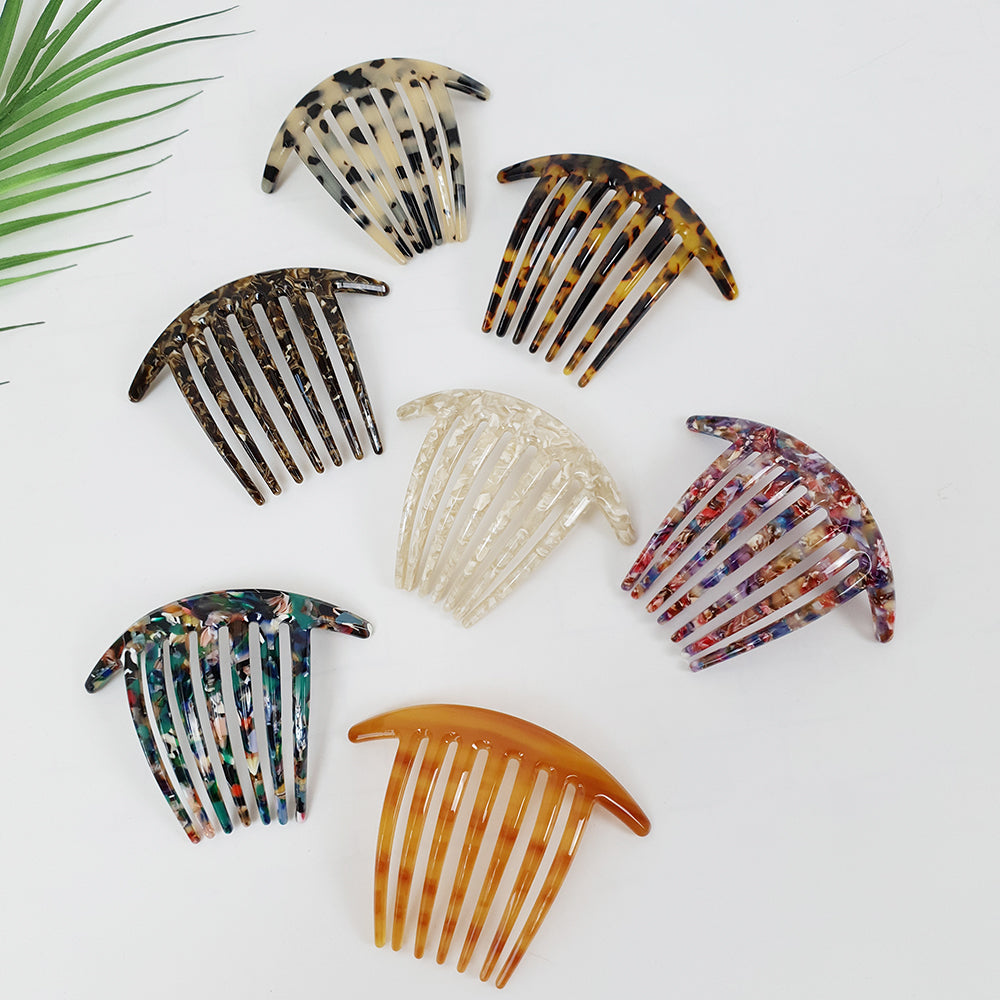 Long Leg Hair Comb Pin 4.3 in – Tortoise Shell Marble, 2 Sizes, French Pin