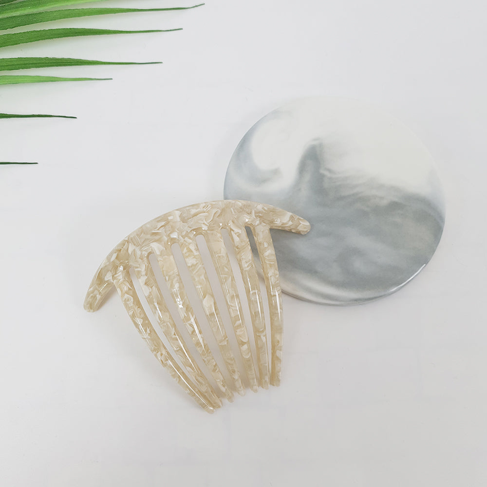 Long Leg Hair Comb Pin – 4 Marble Ivory
