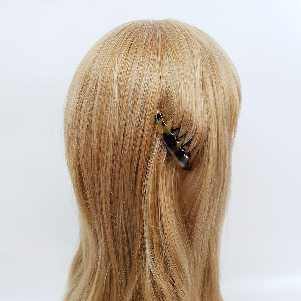 Long Leg Hair Comb Pin 4.3 in – Tortoise Shell Marble, 2 Sizes, French Pin