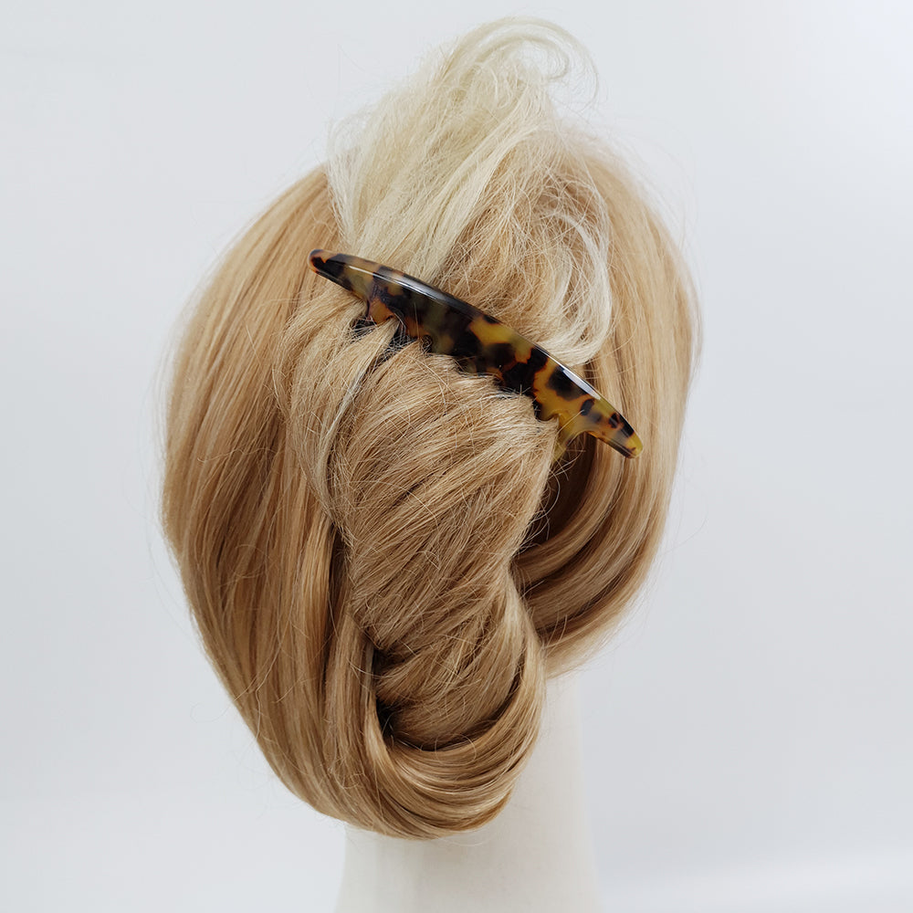 Long Leg Hair Comb Pin 4.3 in – Tortoise Shell Marble, 2 Sizes, French Pin