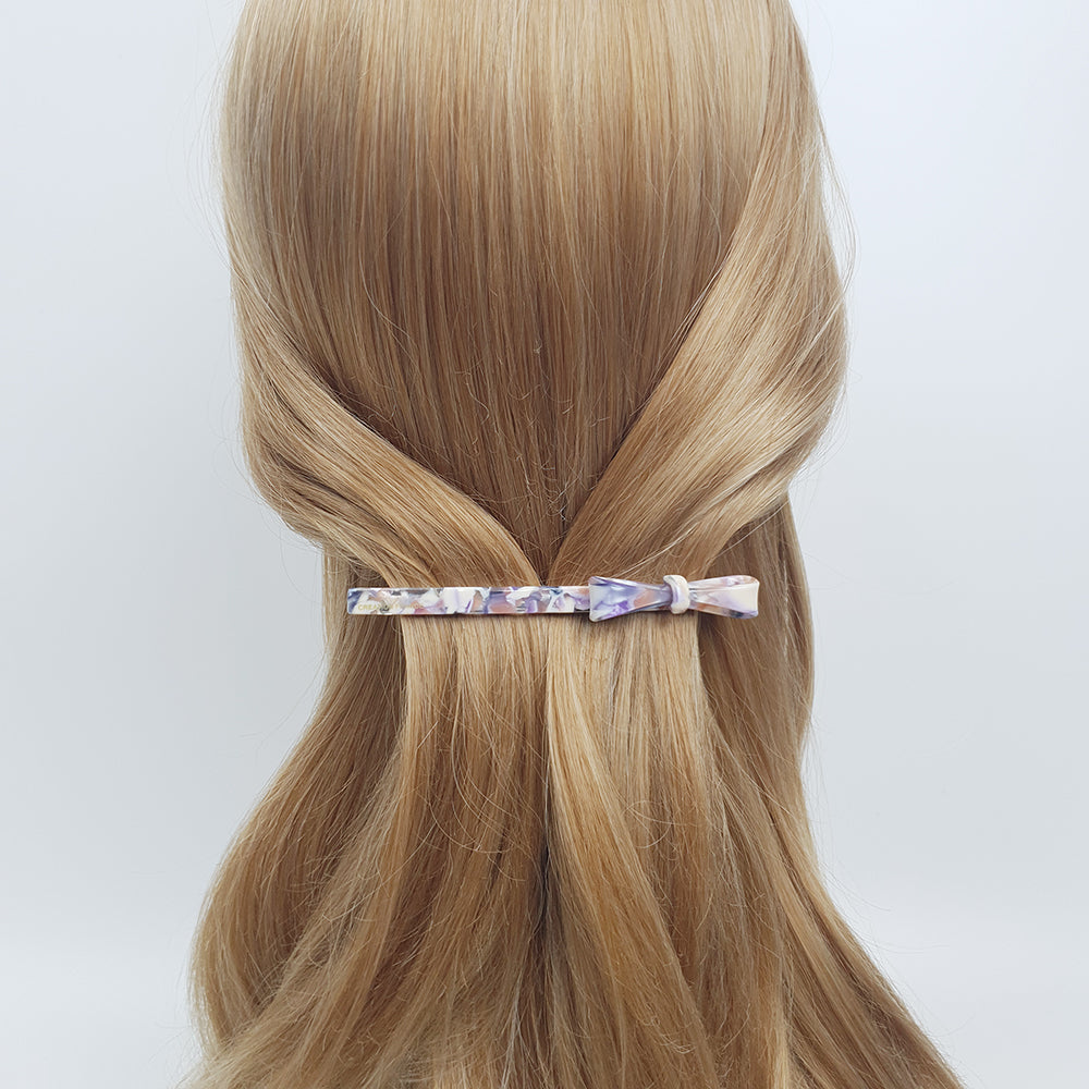Side Ribbon Long Hair Barrette 4.3 in – Tortoise Shell, French Pin