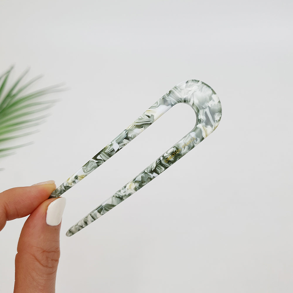 Straight U-Shape Hair Stick 3.9 in – 6 Art Khaki