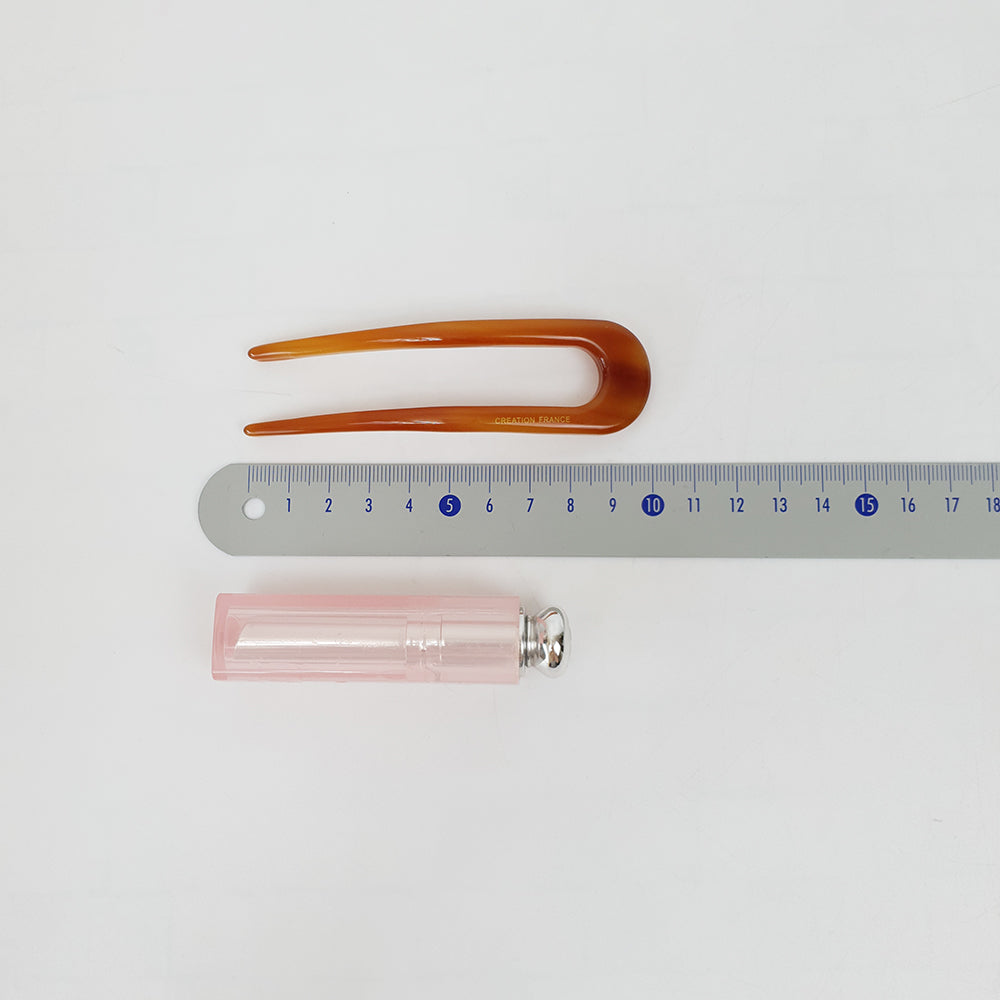 Straight U-Shape Hair Stick 3.9 in – Tortoise Shell Marble, French Pin