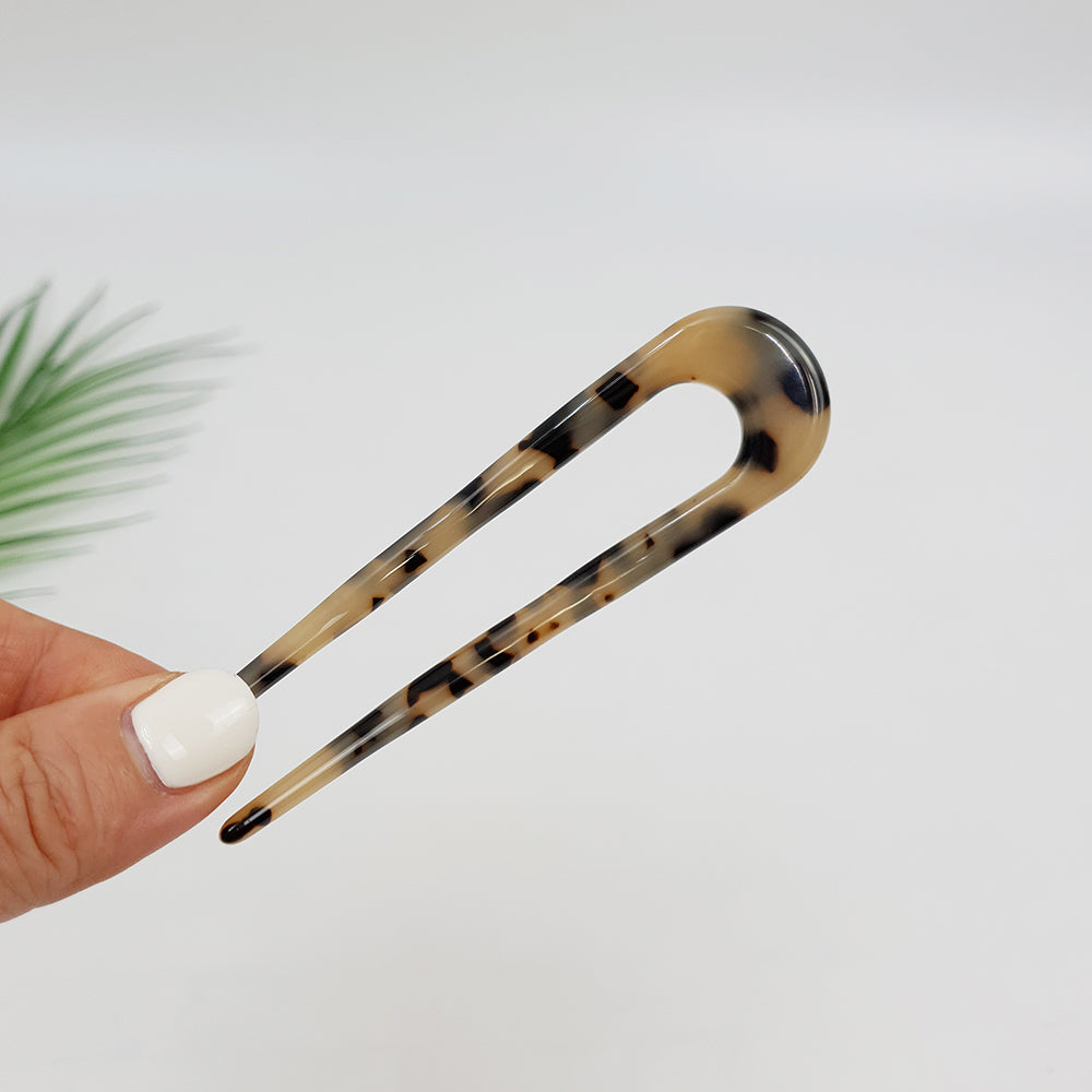 Straight U-Shape Hair Stick 3.9 in – 2 Leopard Beige