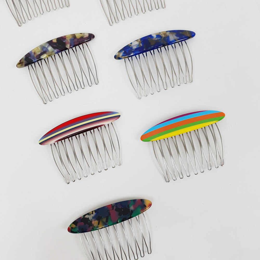 Long Round Hair Comb Pin 2.8 in – Tortoise Shell & Stripe, French Pin