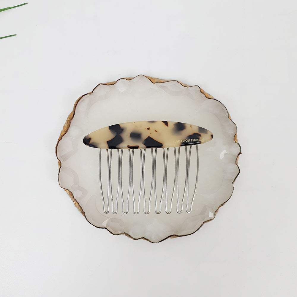 Long Round Hair Comb Pin 2.8 in – Tortoise Shell & Stripe, French Pin