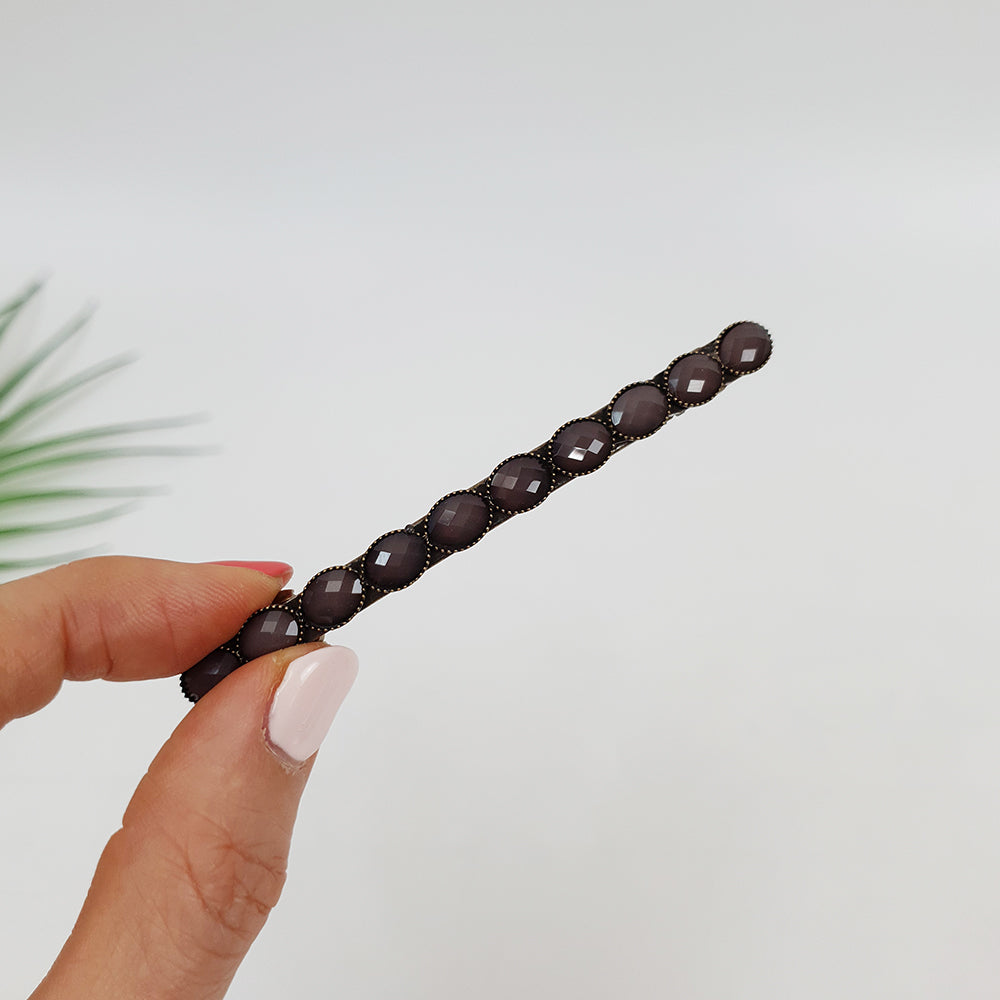 Faceted Oval Hair Barrette 3.3 in – 4 Indie Pink