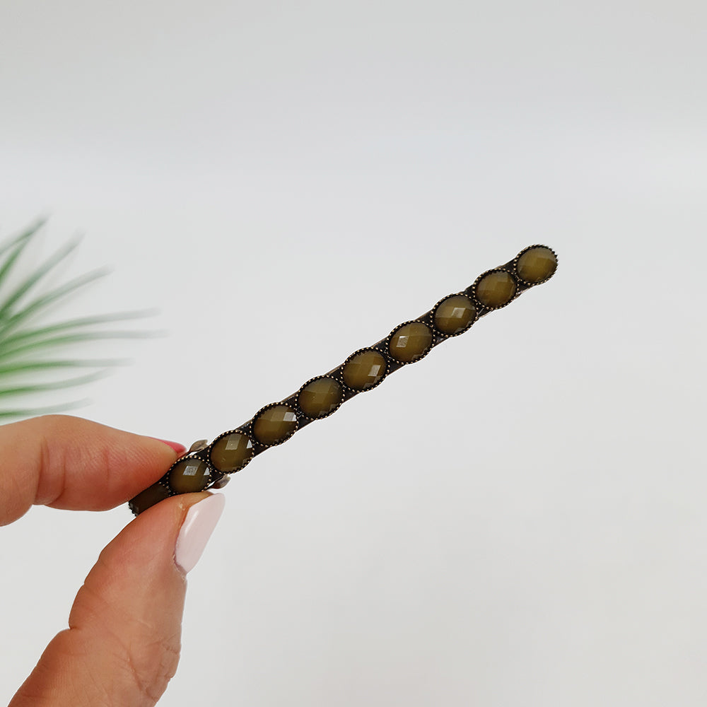 Faceted Oval Hair Barrette 3.3 in – 8 Mustard
