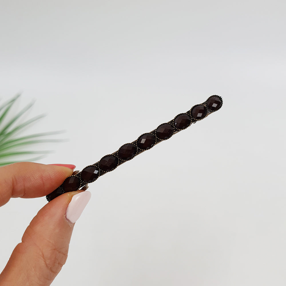 Faceted Oval Hair Barrette 3.3 in – 15 Chocolate