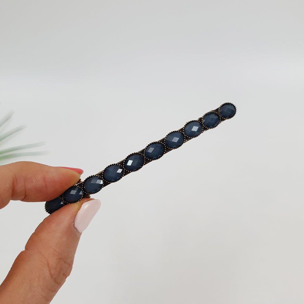 Faceted Oval Hair Barrette 3.3 in – 11 Ash Grey