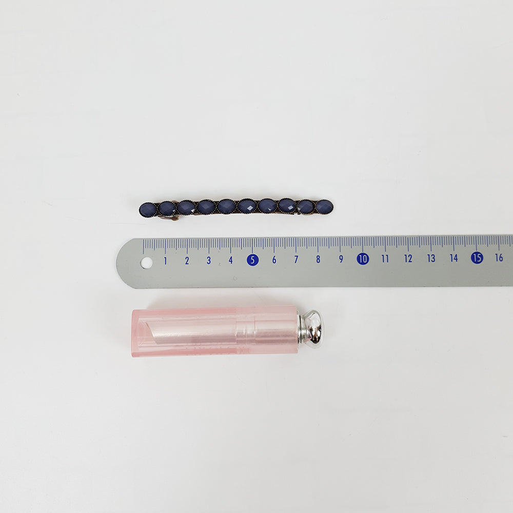 Faceted Oval Hair Barrette 3.3 in – Vintage Resin (Formica), French Pin