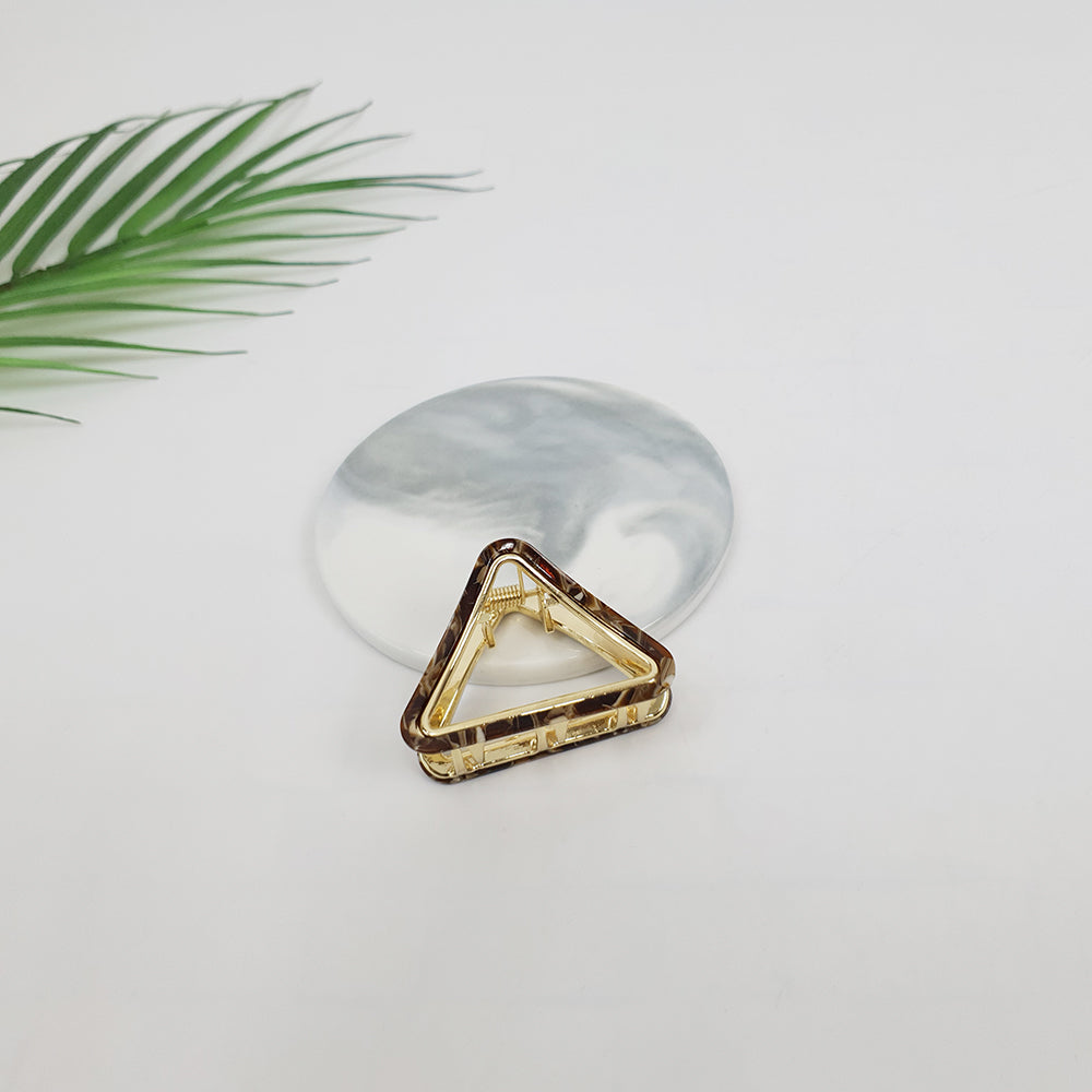 Triangle Mini Hair Claw Clip 2.0 in – 4 Marble Chocolate