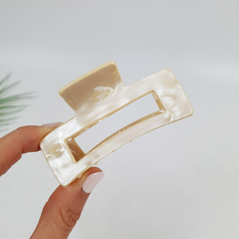 Long Square Medium Hair Claw Clip – 4 Cream Beige